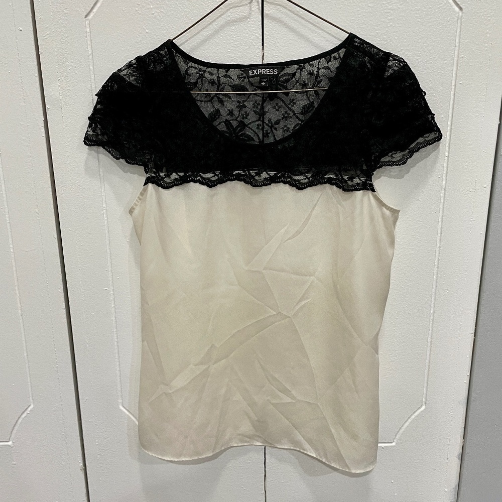 Express Lace Capped Sleeve Tank Top